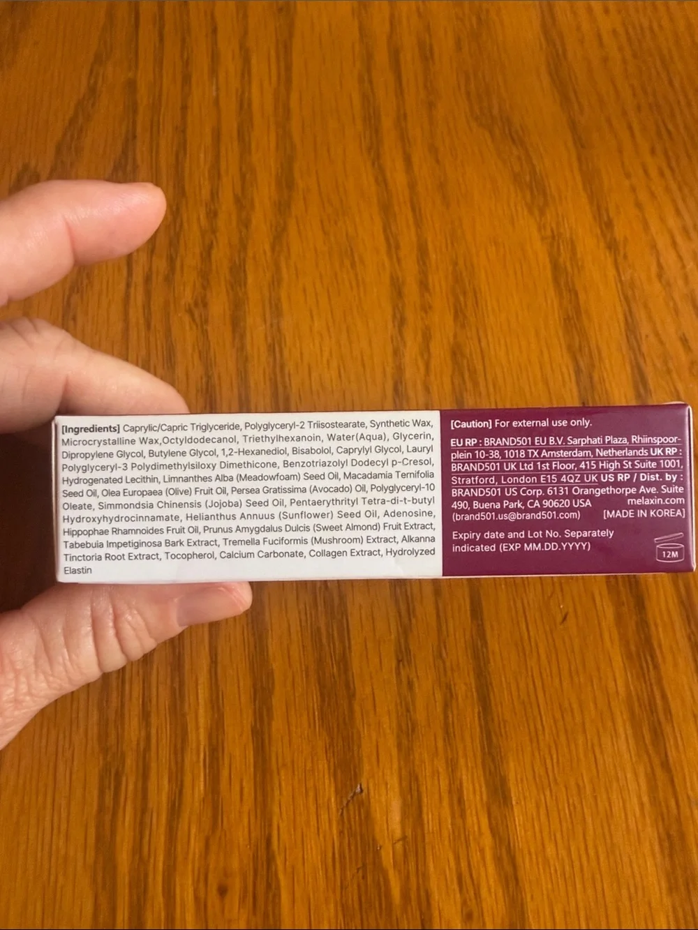 Dr. Melaxin Calcium EX Volume Glow Smooth Core Stick - Plum Packaging